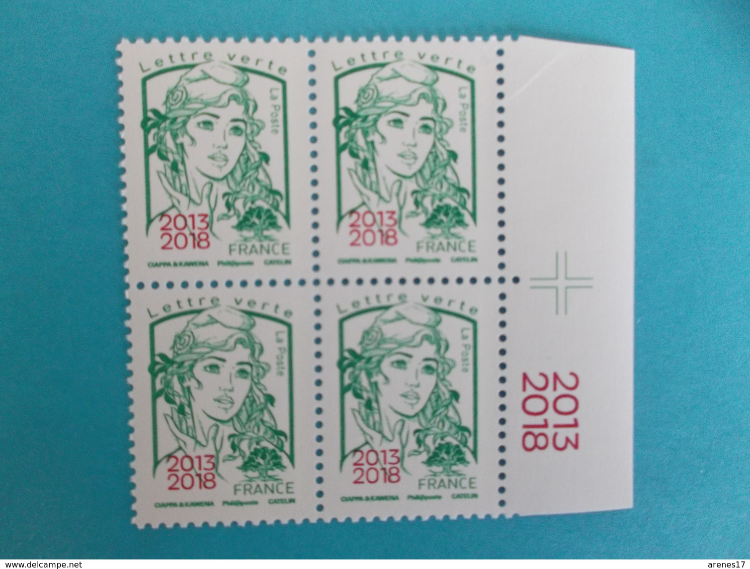 TIMBRE : No:5235 , MARIANNE Et La JEUNESSE,surchargée 2013-2018 Bloc De 4 Bord De Feuille,,XX,timbres Bon état - 2013-2018 Marianne (Ciappa-Kawena)