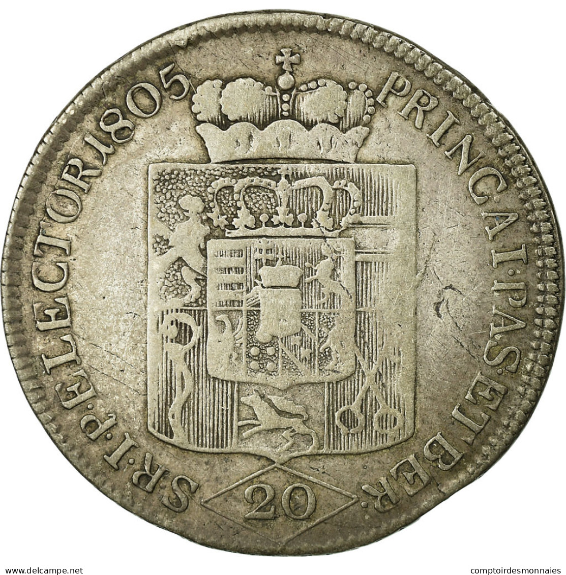 Monnaie, AUSTRIAN STATES, SALZBURG, Ferdinand, 20 Kreuzer, 1805, TB+, Argent - Austria