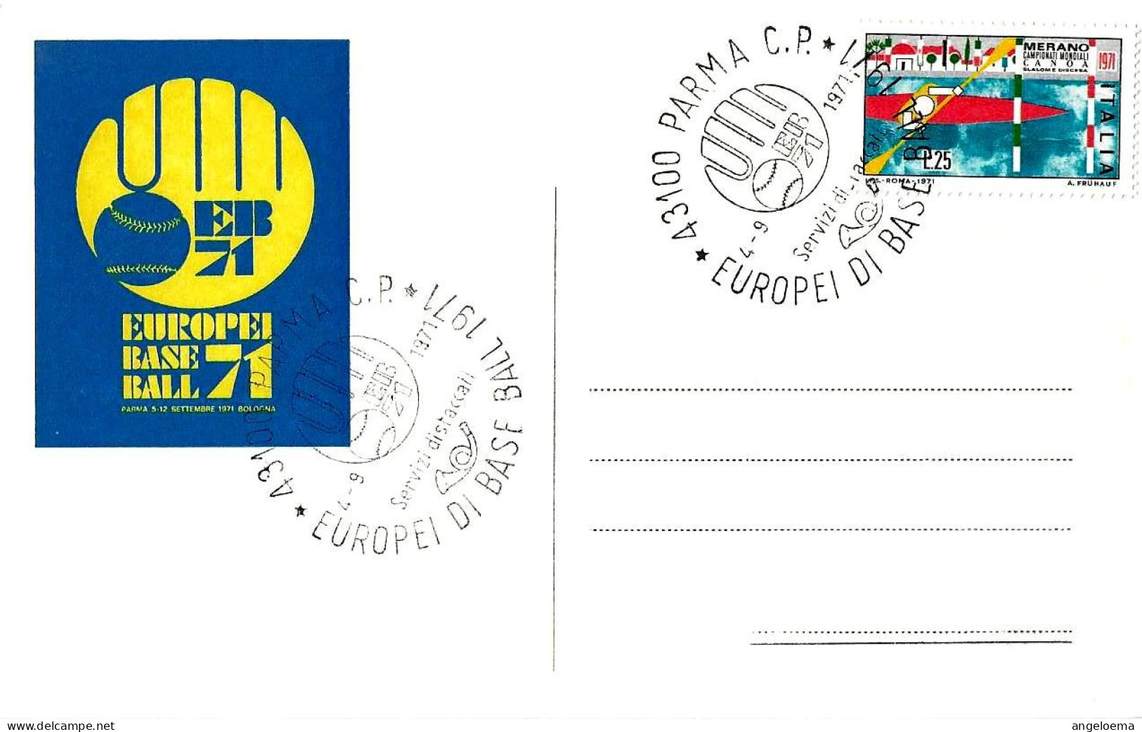 ITALIA - 1971 PARMA Europei Di Baseball (Logo Con Guantone E Pallina) Su Cartolina Spec. Comitato Organizzatore - 3597 - Non Classificati