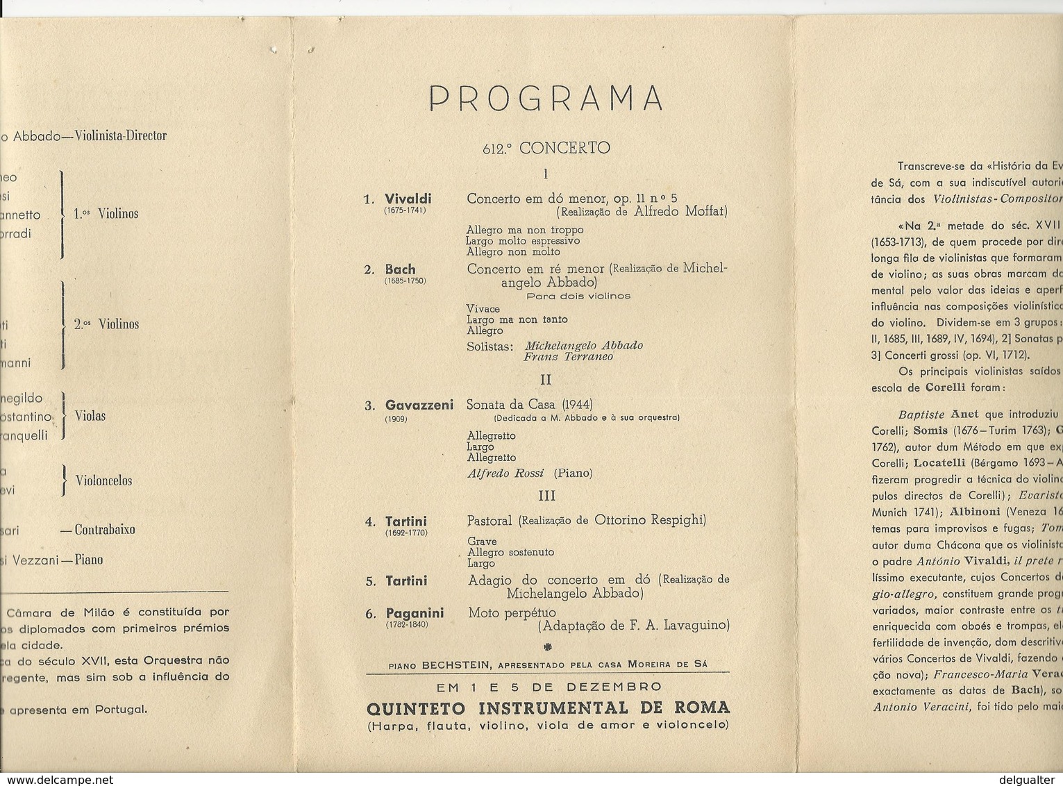 Program - Portugal - Orpheon Portuense - 5 Novembro 1947 - Orquestra De Câmara De Milão - Programas