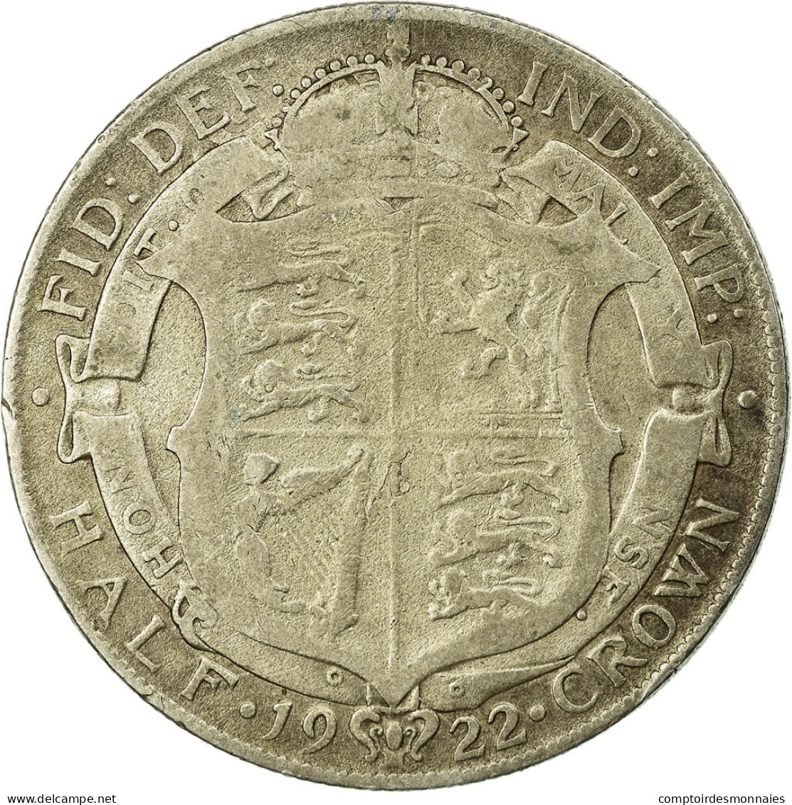 Monnaie, Grande-Bretagne, George V, 1/2 Crown, 1922, TB+, Argent, KM:818.1a - K. 1/2 Crown