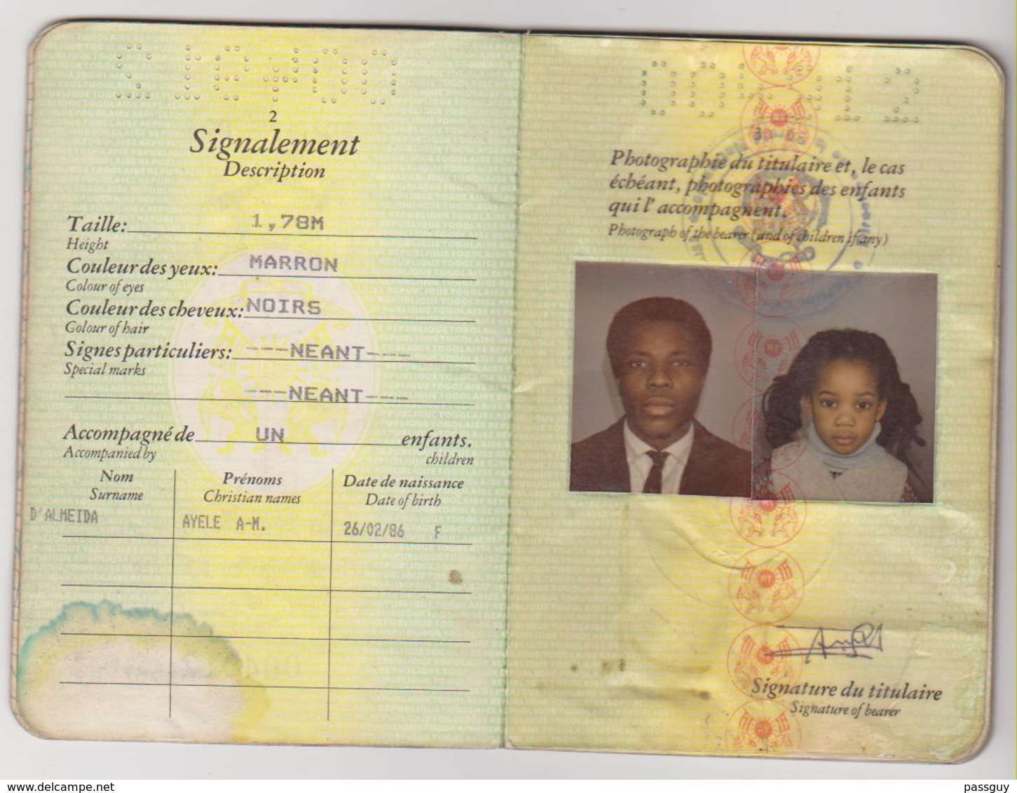 TOGO Passport 1989 Passeport – Reisepaß – Revenues/Fiscaux - Historical Documents