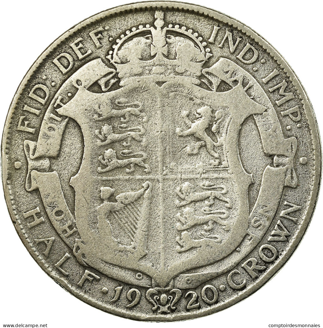 Monnaie, Grande-Bretagne, George V, 1/2 Crown, 1920, TB, Argent, KM:818.1a - K. 1/2 Crown