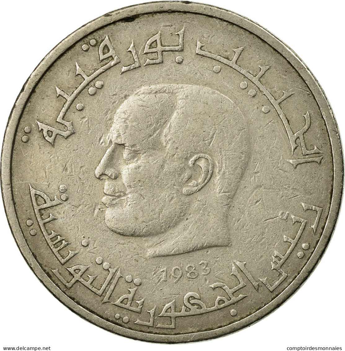 Monnaie, Tunisie, 1/2 Dinar, 1983, Paris, TB+, Copper-nickel, KM:303 - Tunisia