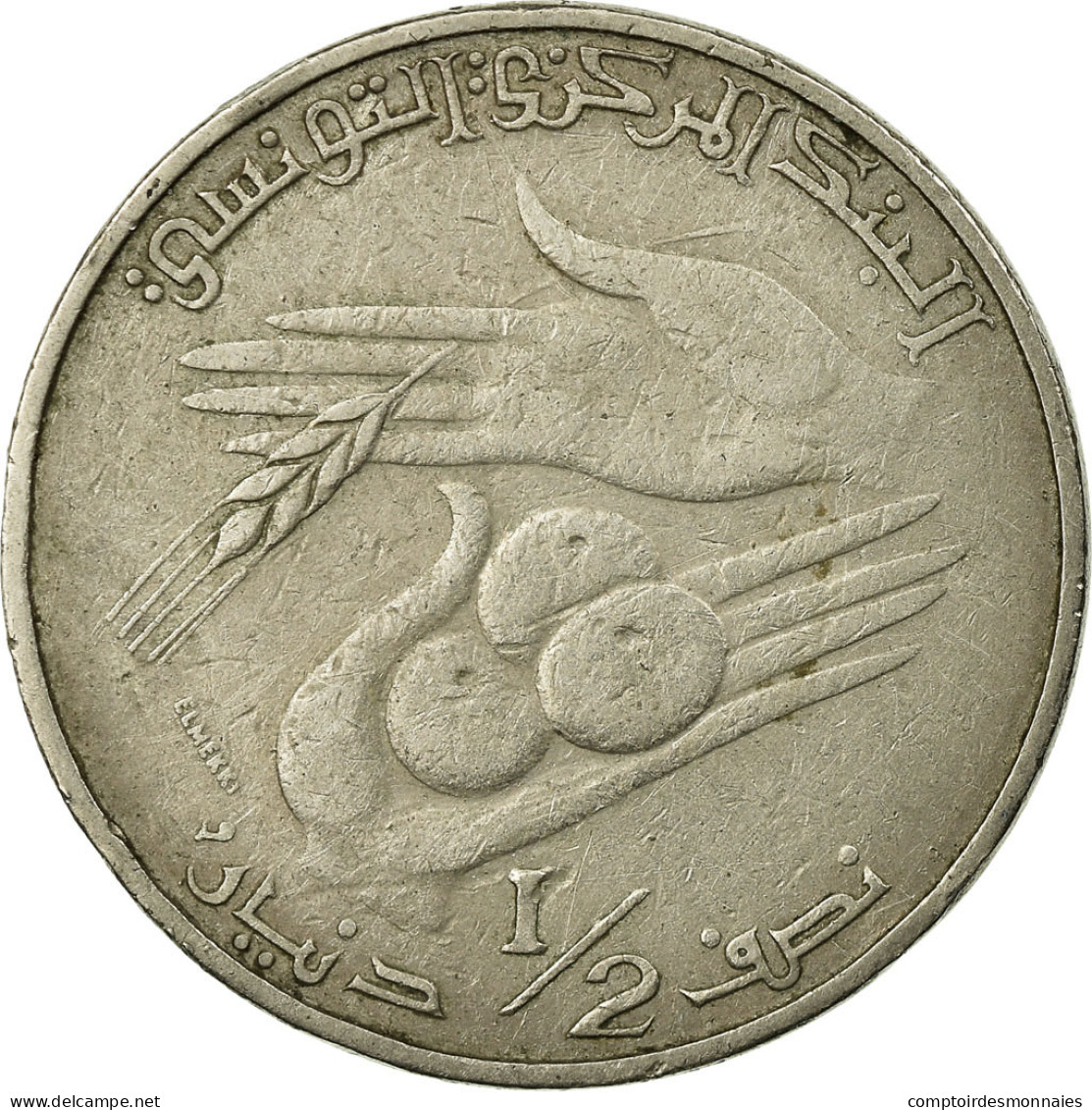 Monnaie, Tunisie, 1/2 Dinar, 1983, Paris, TB+, Copper-nickel, KM:303 - Tunisie