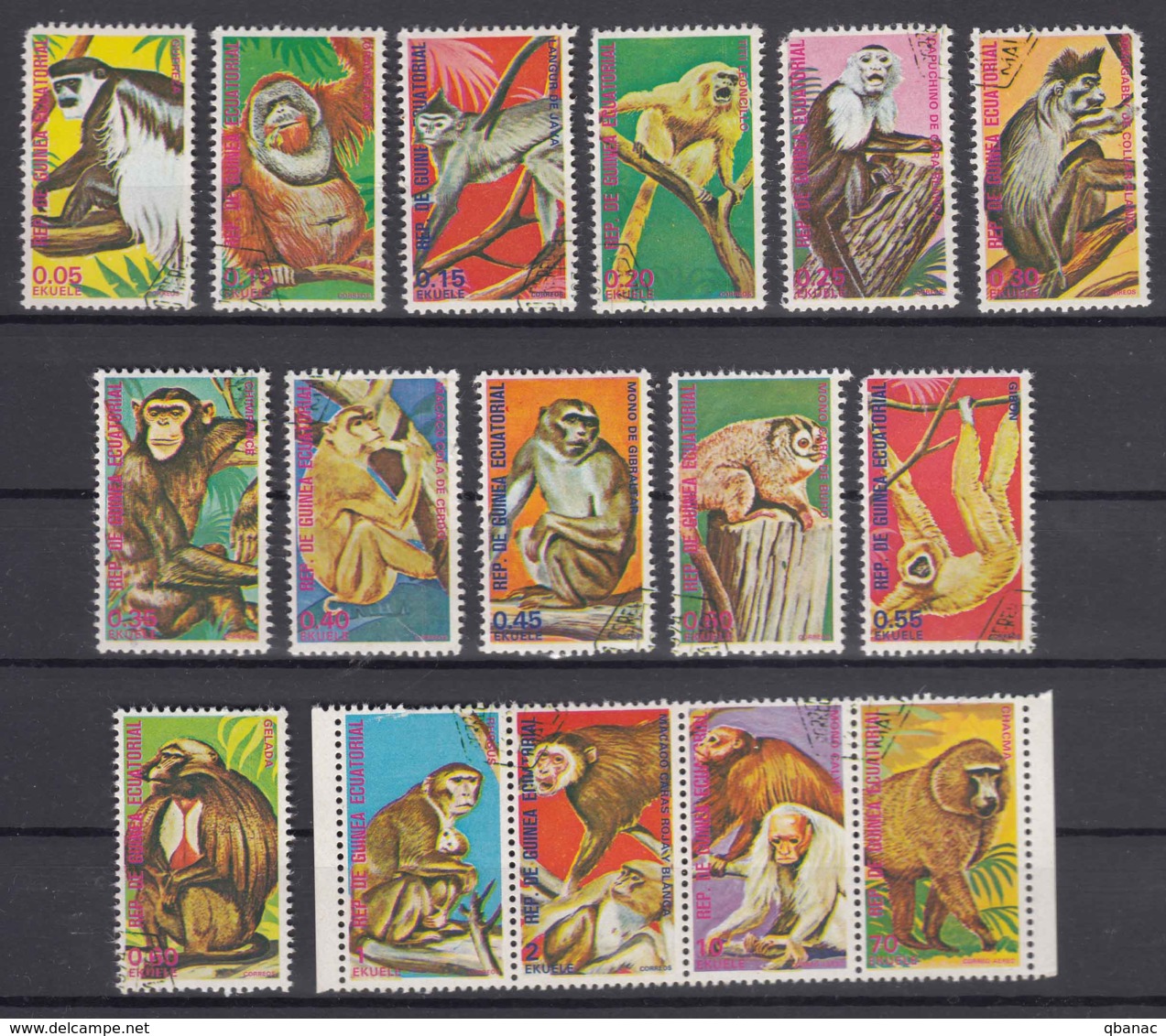 Equatorial Guinea Monkeys 1975 Mi#720-735 Used Complete Set - Äquatorial-Guinea