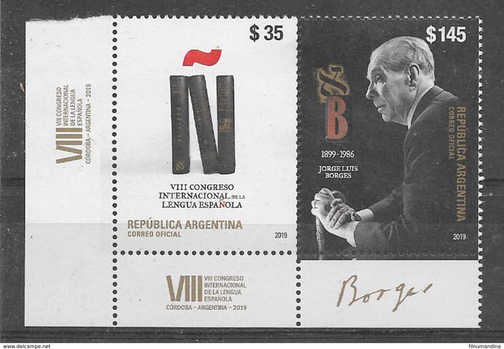 ARGENTINA 2019 ART LITERATURE JORGE L. BORGES WRITER,SPANISH LANGUAGE CONGRES MNH - Unused Stamps