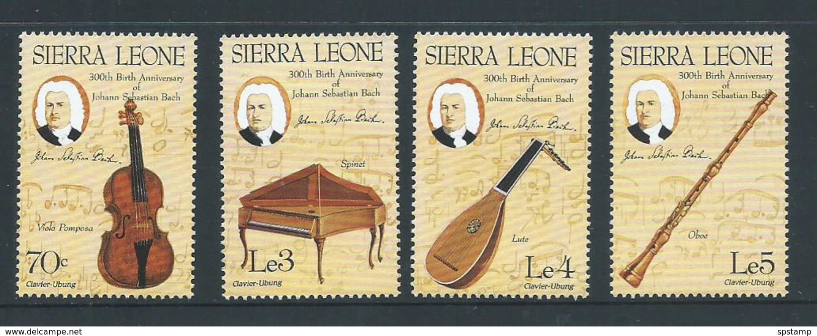 Sierra Leone 1985 Music Bach Anniversary Set 4 MNH - Sierra Leone (1961-...)