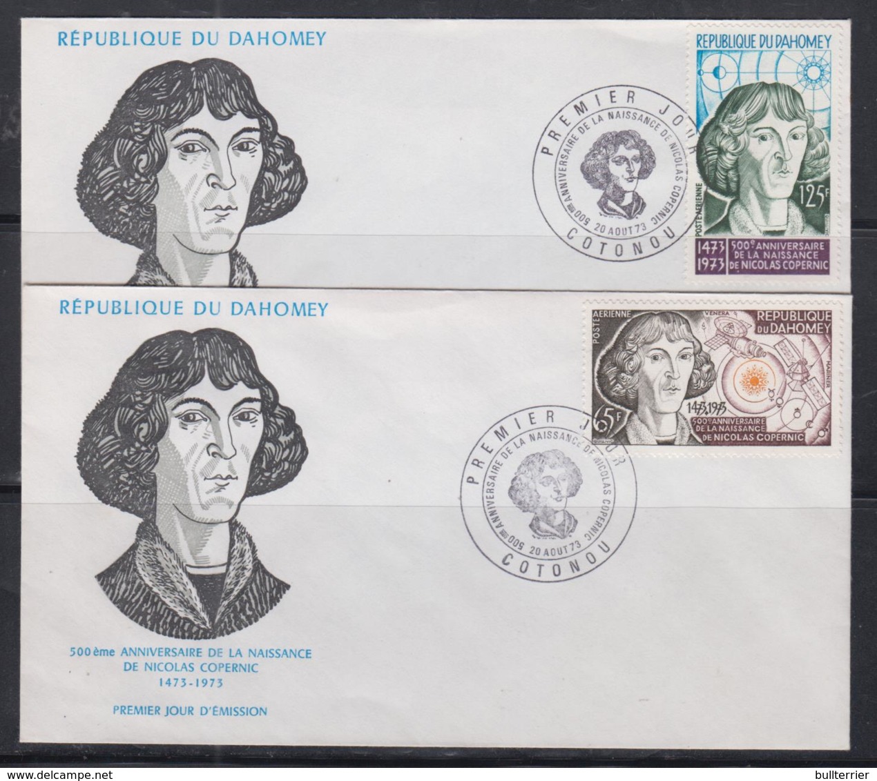 ASTRONOMY  - DAHOMEY-  1973- COPERNICUS SET OF 2  ILLUSTRATED FDCS - Astronomy