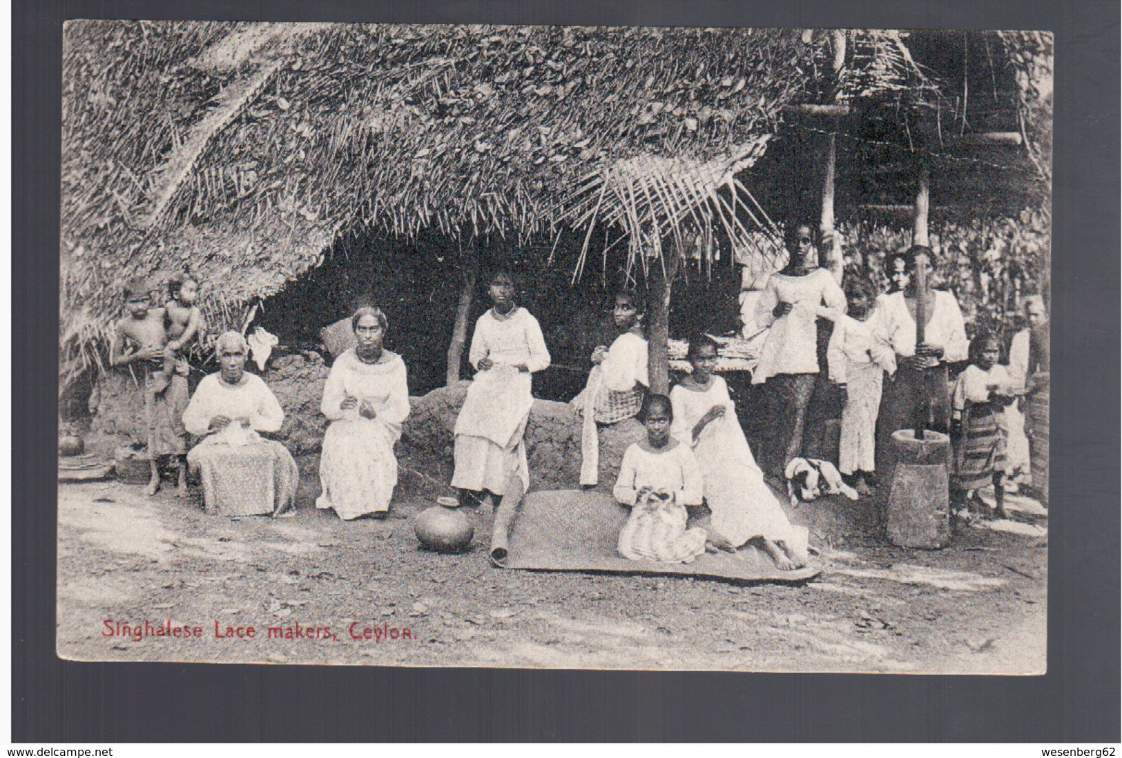 CEYLON Singhalese Lace Makers Ca 1910 OLD POSTCARD - Sri Lanka (Ceylon)