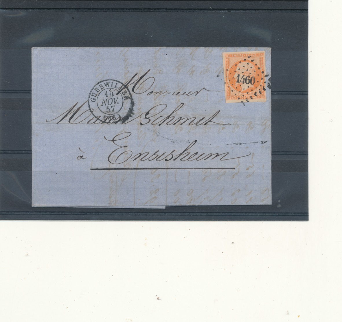 N°16 ORANGE VIF SUR LETTRE - 1853-1860 Napoléon III