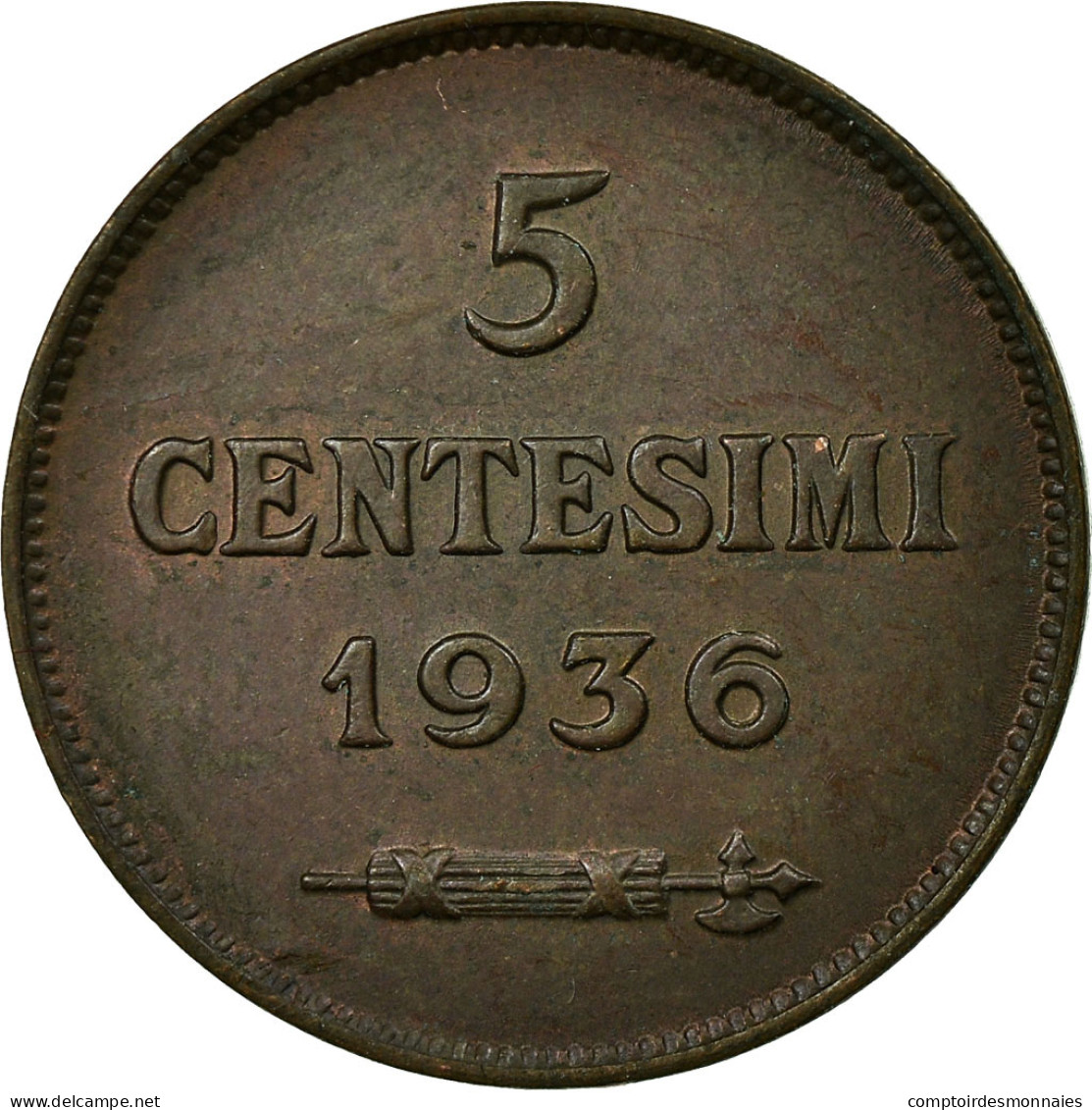 Monnaie, San Marino, 5 Centesimi, 1936, Rome, SPL, Bronze, KM:12 - Saint-Marin
