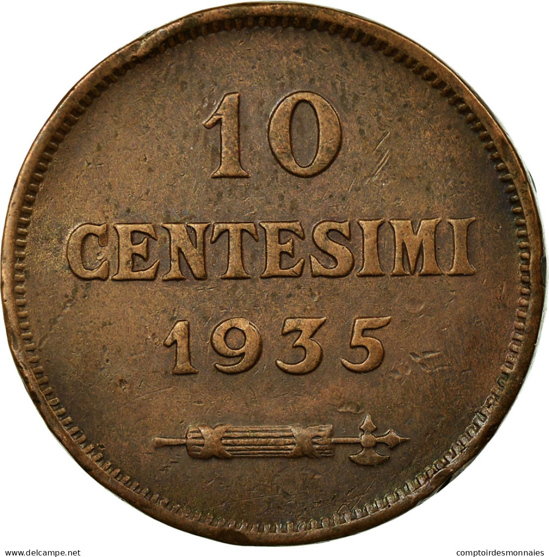 Monnaie, San Marino, 10 Centesimi, 1935, Rome, SUP+, Bronze, KM:13 - Saint-Marin