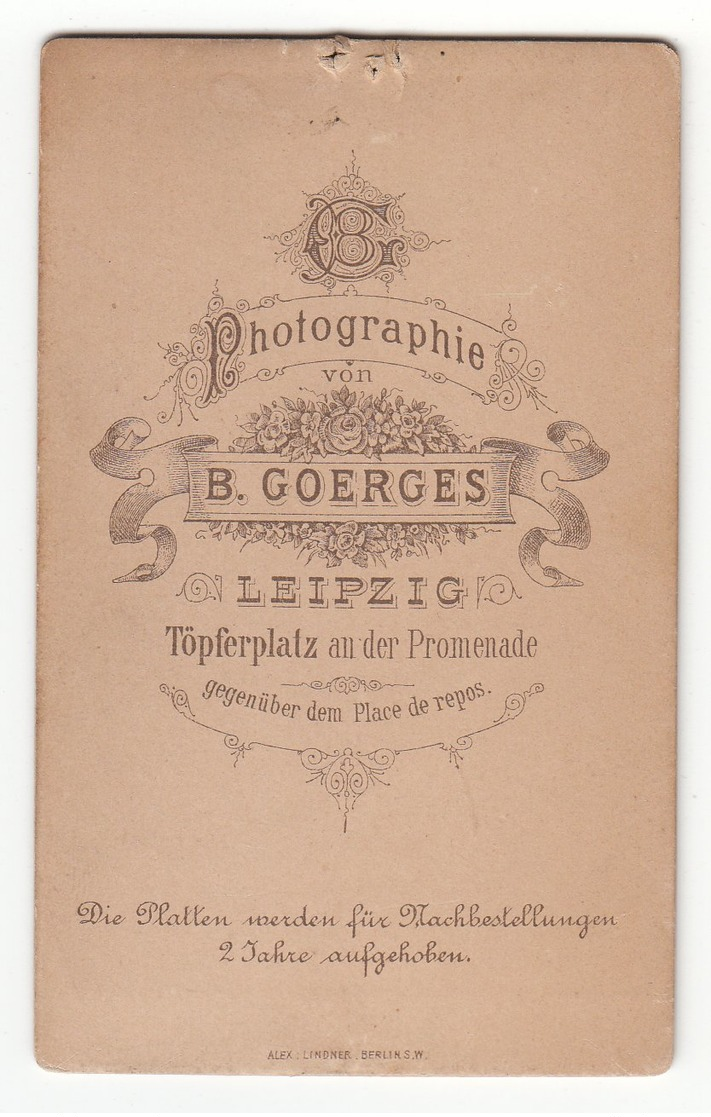 Photografie: B. Goerges, Leipzig -  2 Kleine Knaben Mit Strohhut U. Ranzen Garçon Boy #0674 CDV / Kab - Old (before 1900)