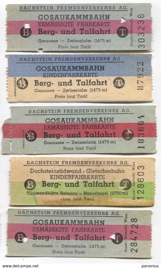 Gletscher Bahn / Glacier Railway - Vintage Traveled Ticket Austria. Lot 10 Pcs - Autres & Non Classés