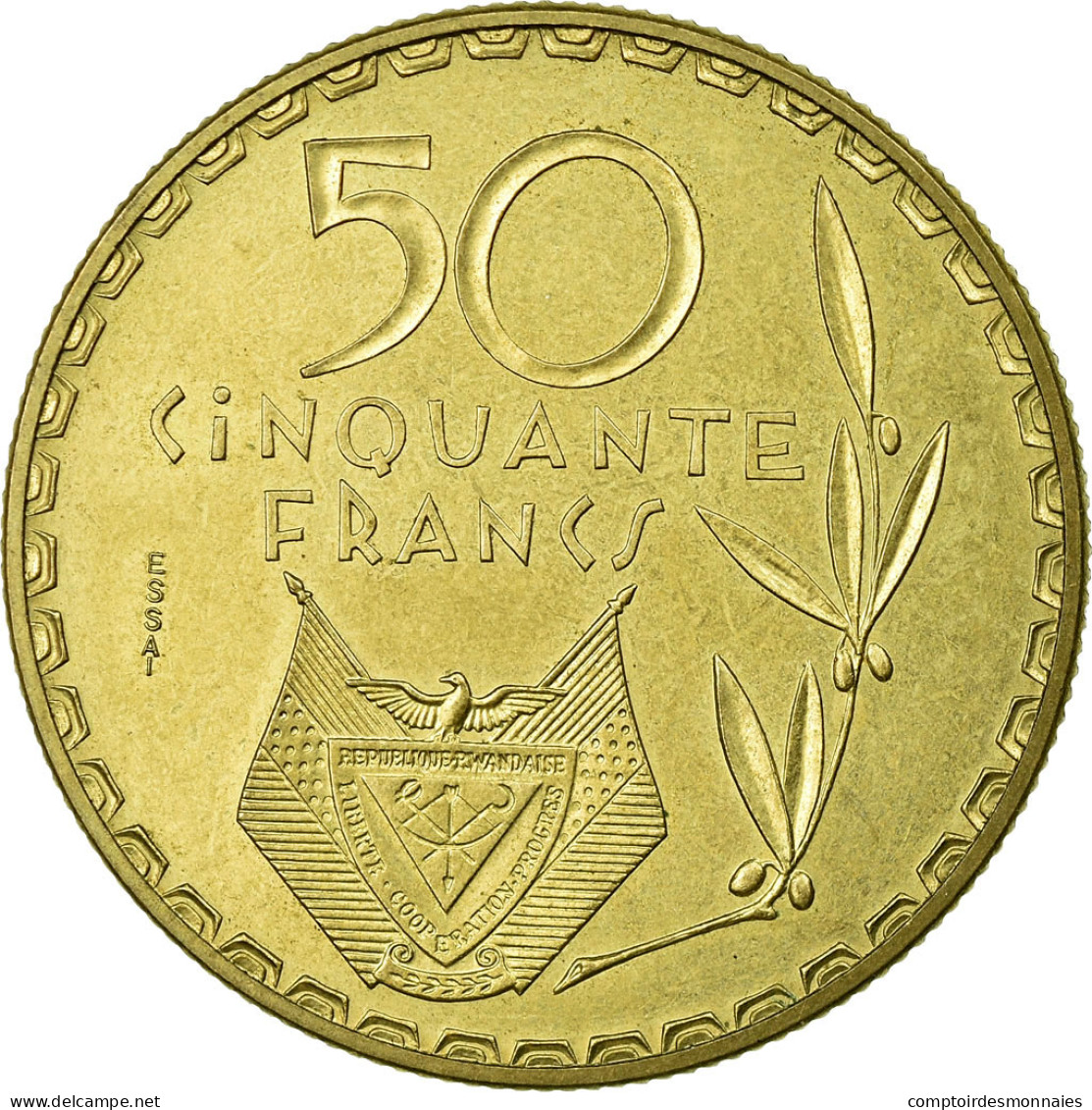 Monnaie, Rwanda, 50 Francs, 1977, Paris, ESSAI, FDC, Laiton, KM:E7 - Rwanda