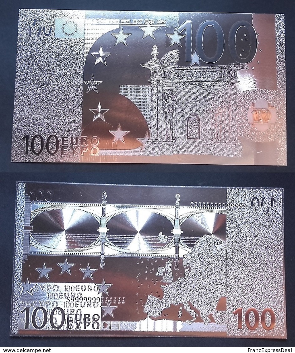 Set Complet De 7 Billets Plaqués ARGENT ( SILVER Plated Banknotes ) - Euros - Private Proofs / Unofficial