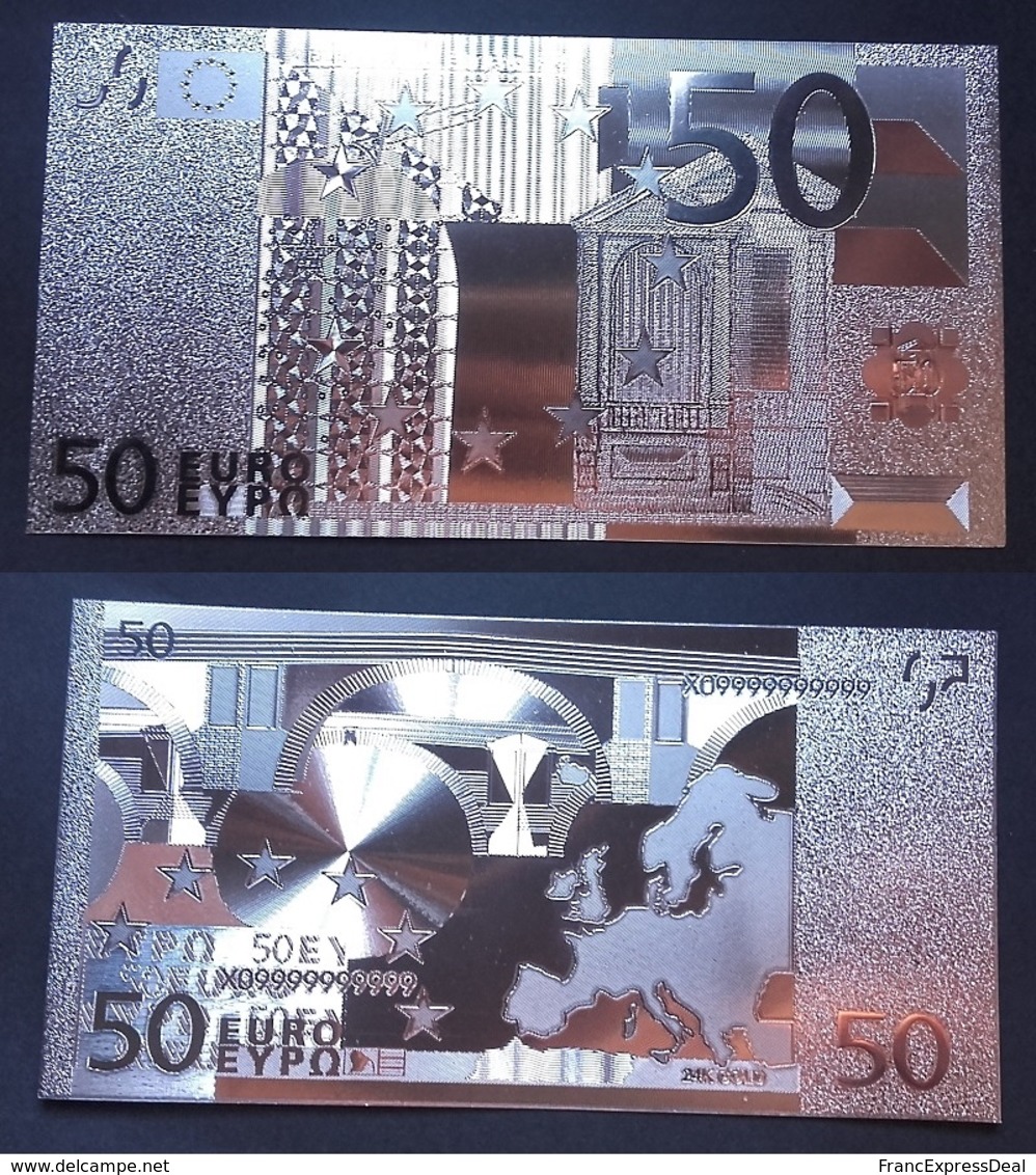 Set Complet De 7 Billets Plaqués ARGENT ( SILVER Plated Banknotes ) - Euros - Private Proofs / Unofficial