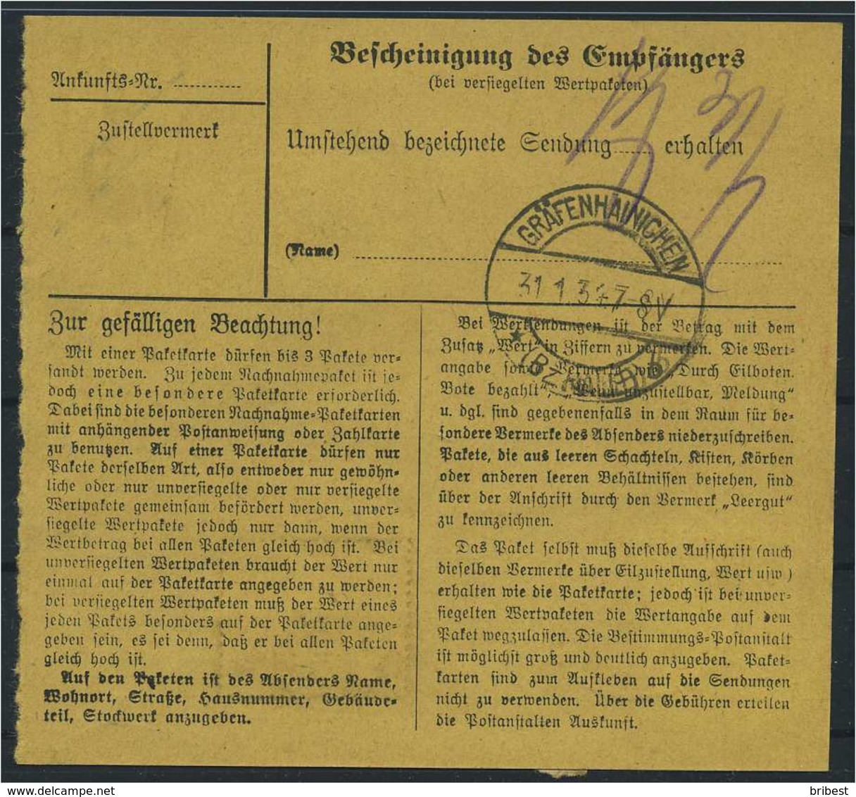 Paketkarte 1934 BITTERFELD Siehe Beschreibung (115276) - Sonstige & Ohne Zuordnung