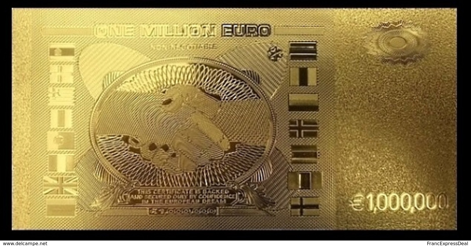 1 Billet Plaqué OR ( GOLD Plated Banknote ) - Europe 1 000 000 Euros ! One Million Euro ( A ) - Essais Privés / Non-officiels