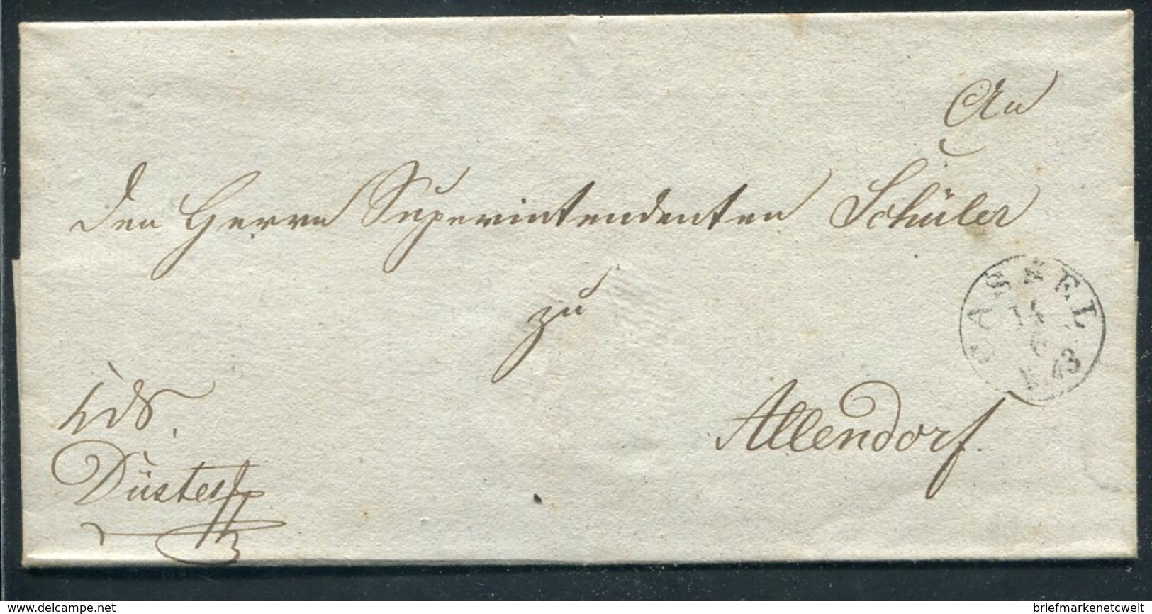 Thurn Und Taxis / 1843 / Vorphila-Briefhuelle K1-Stempel CASSEL, Rs. K1-o ALLENDORF (Estimadet EUR 2.00) (12753) - Vorphilatelie