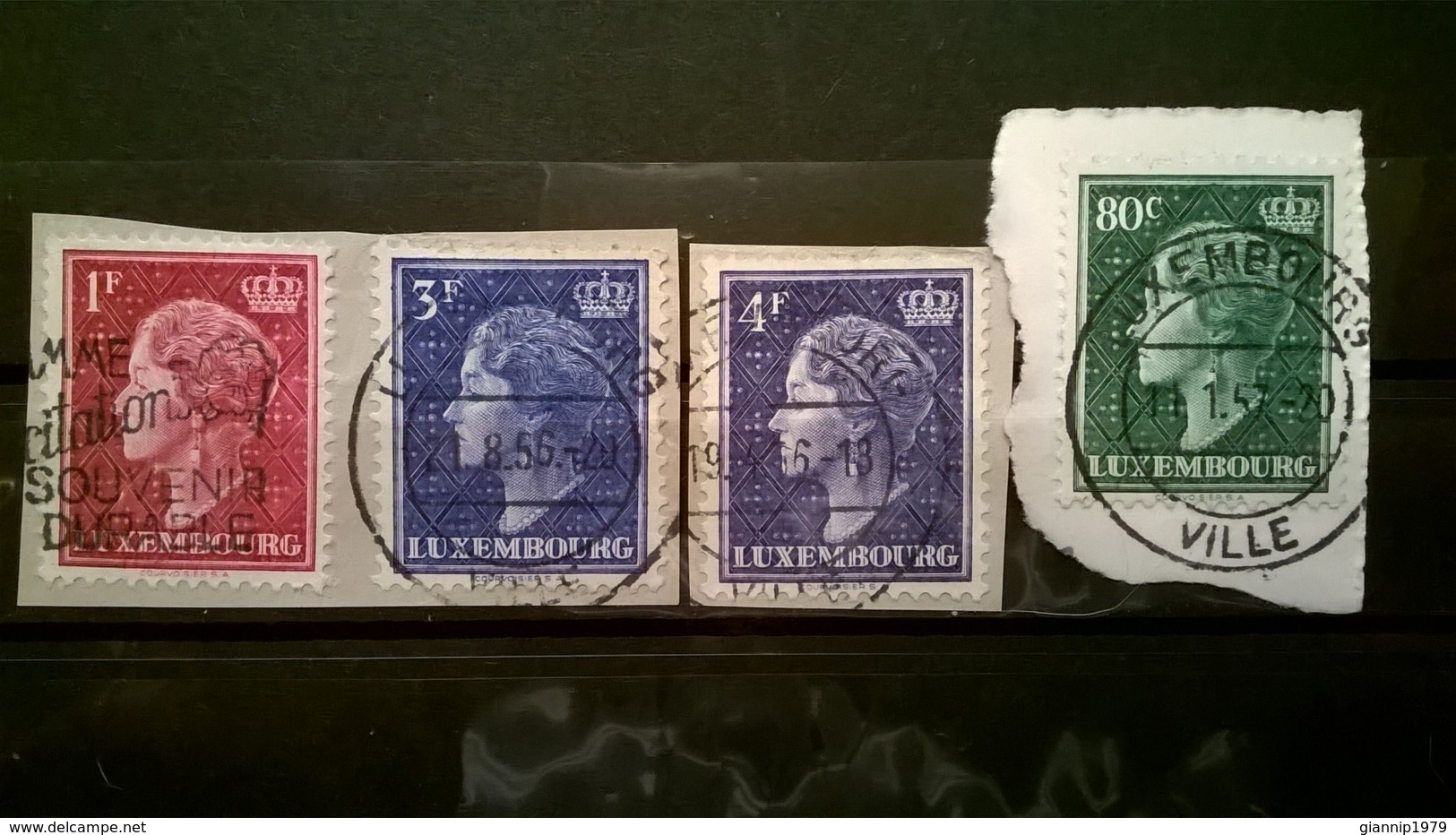 FRANCOBOLLI STAMPS LUSSEMBURGO LUXEMBOURG 1948 USED SU FRAMMENTO CHARLOTTE FRAGMENT - 1948-58 Charlotte Left-hand Side