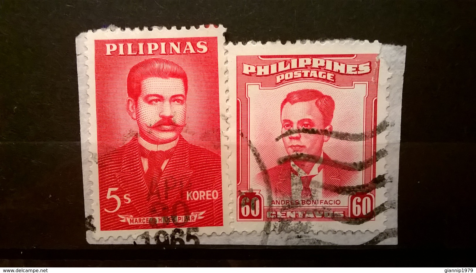 FRANCOBOLLI STAMPS FILIPPINE PILIPINA 1962 USED SU FRAMMENTO FAMOUS FILIPINOS PHILIPPINES FRAGMENT - Philippines