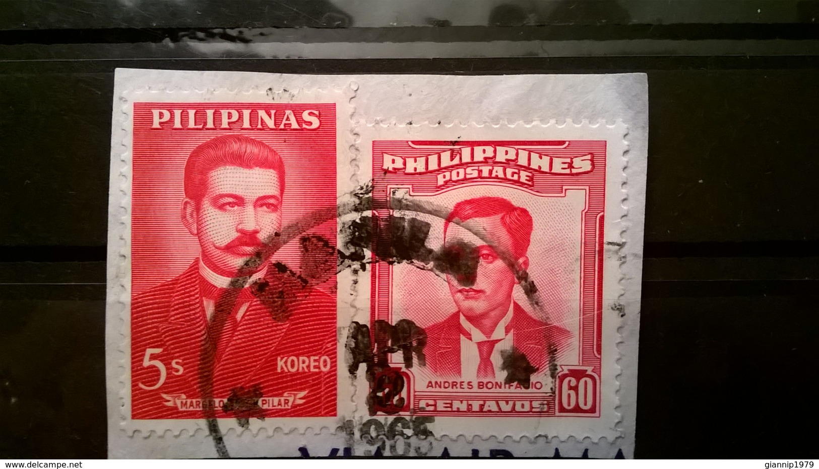 FRANCOBOLLI STAMPS FILIPPINE PILIPINA 1962 USED SU FRAMMENTO FAMOUS FILIPINOS PHILIPPINES FRAGMENT - Filippine