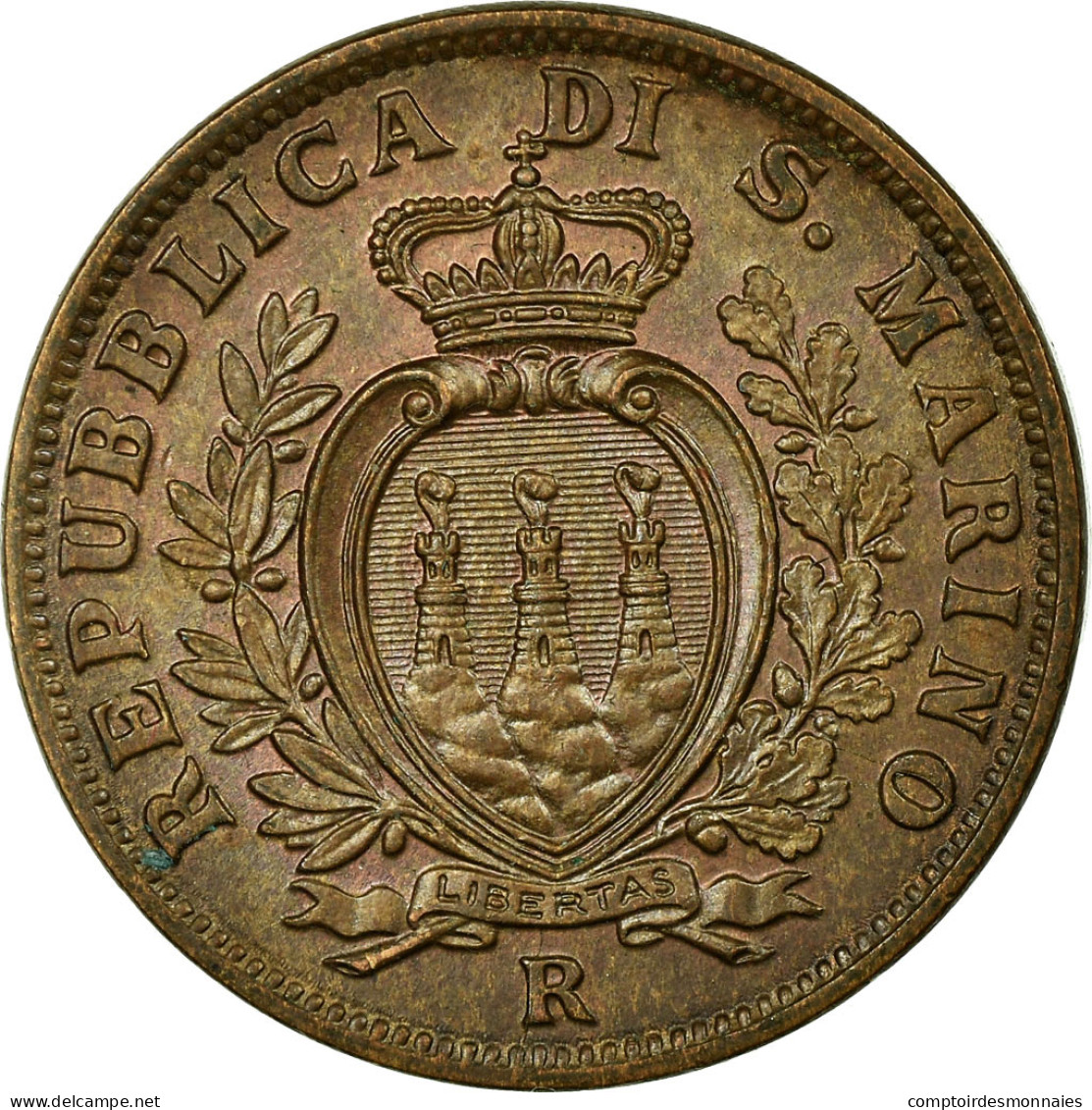 Monnaie, San Marino, 10 Centesimi, 1938, Rome, SUP+, Bronze, KM:13 - Saint-Marin