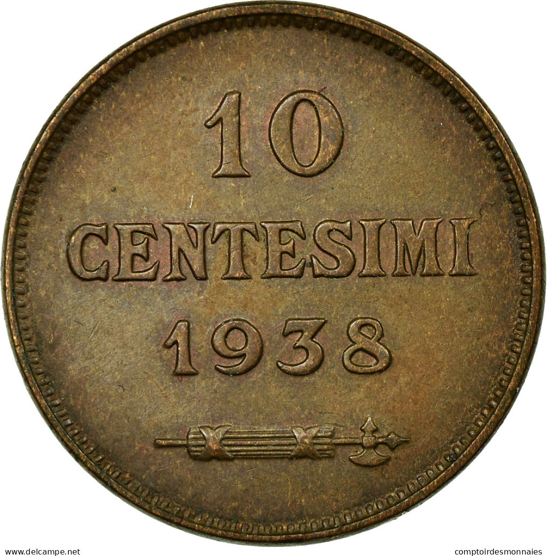 Monnaie, San Marino, 10 Centesimi, 1938, Rome, SUP+, Bronze, KM:13 - Saint-Marin