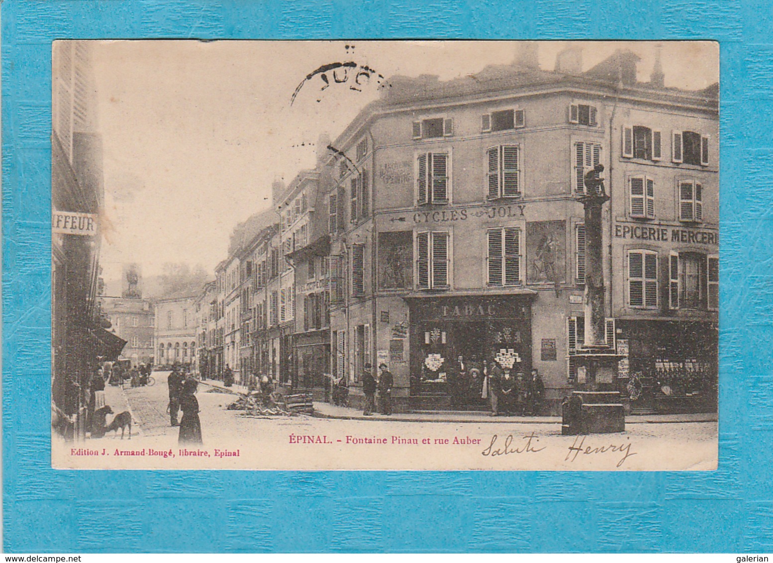 Épinal ( Vosges ). - Fontaine Pinau Et Rue Auber. - Café-Tabac. - Epinal