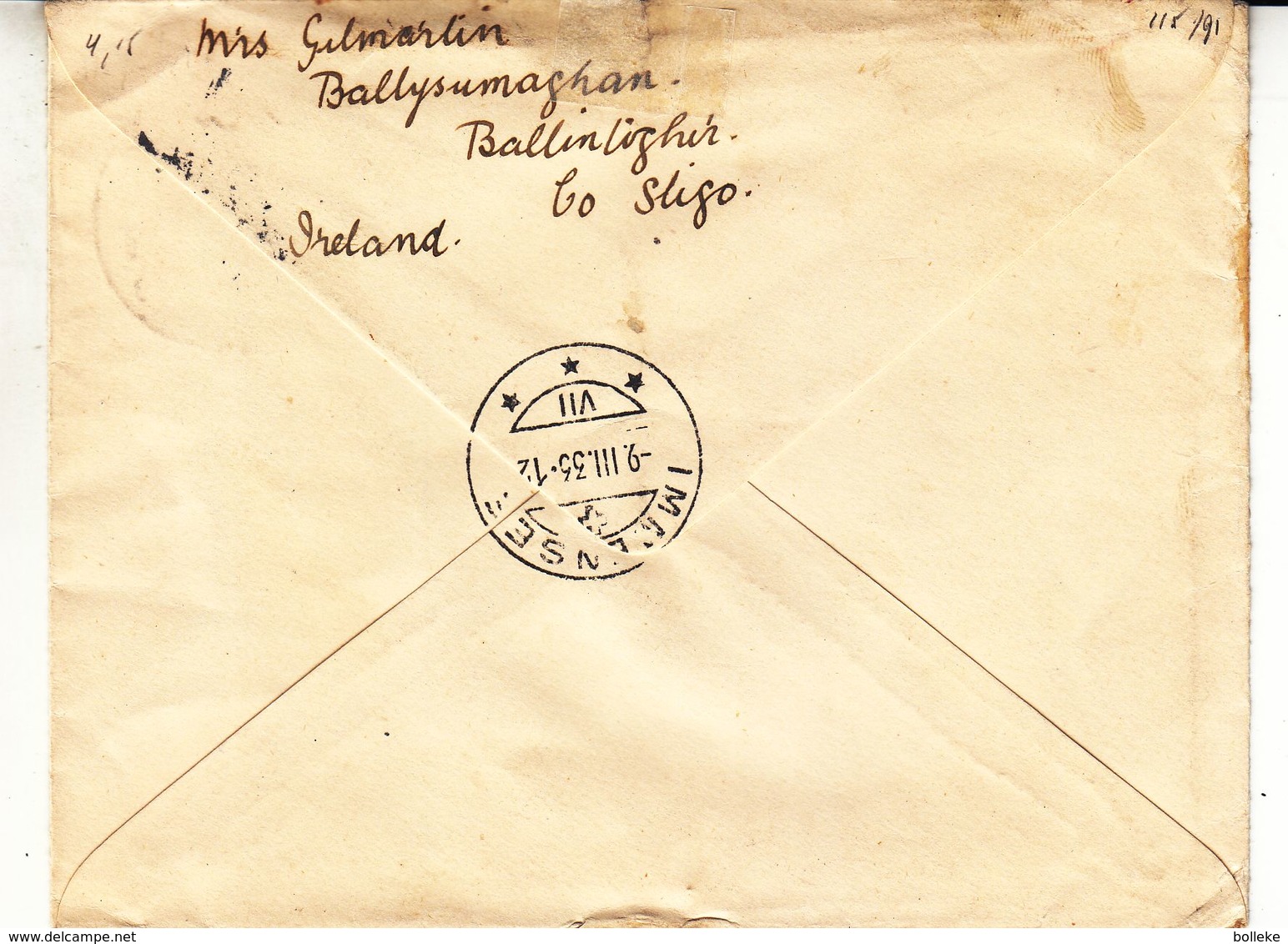 Irlande - Lettre De 1933 - Oblit Baile East Dora - Exp Vers Immense - Briefe U. Dokumente