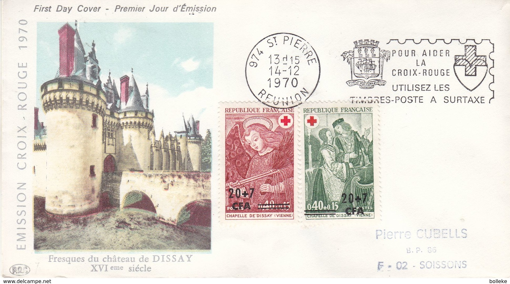 Croix Rouge - France - Réunion - Lettre De 1970 - Oblit St Pierre - Religieux - Valeur 30 Euros - Lettres & Documents