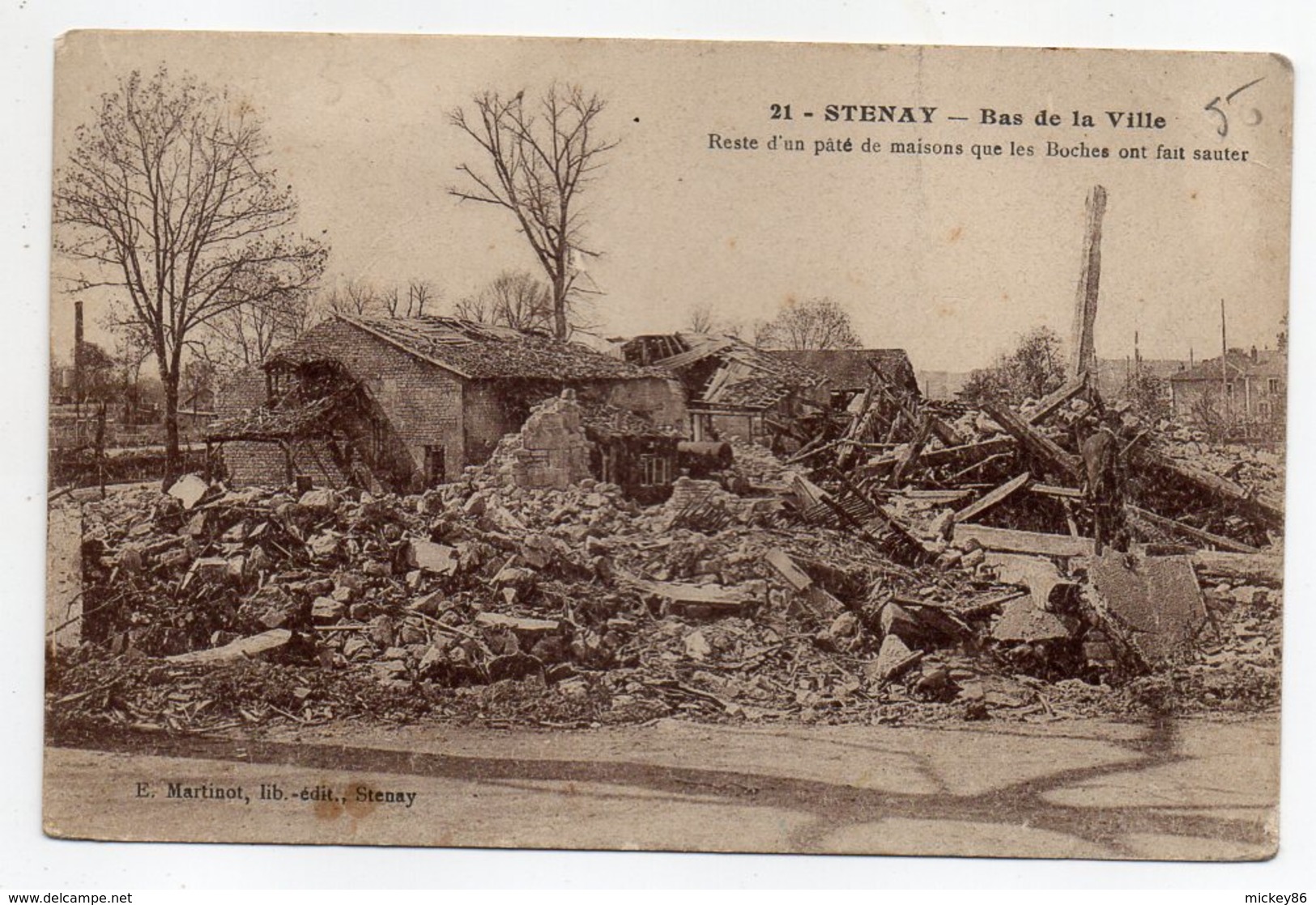 STENAY -- 1919--Bas De La Ville (bombardement , Militaria,guerre 14-18 ) - Stenay