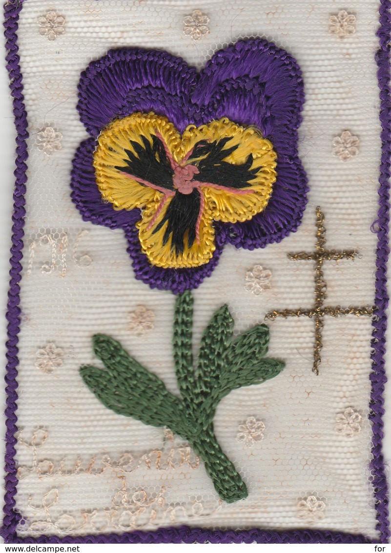 Militaria : BRODERIE : 1916 - Souvenir De Lorraine - ( Croix De Lorraine Brodée En Dorée ) Format 8,5cm X 12,5cm - - Autres & Non Classés