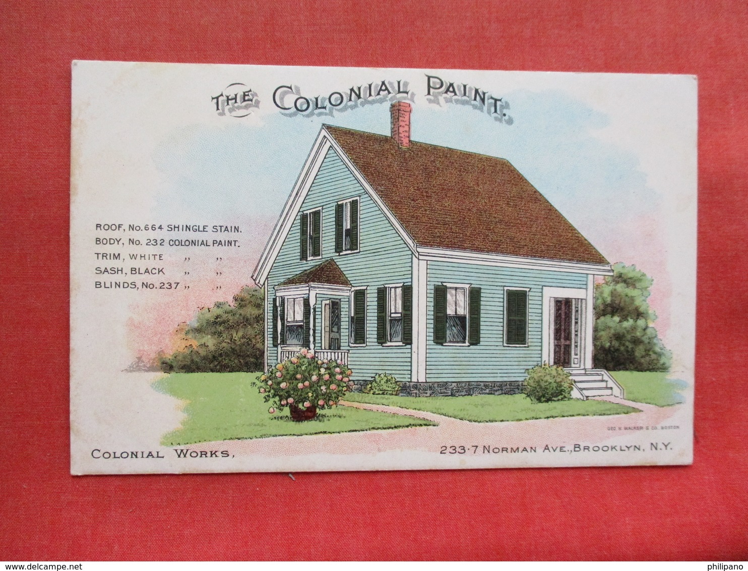 Back Side Advertising-- The Colonial Paint-- Home At 233-7 Norman Ave Brooklyn NY    -ref 3301 - Advertising