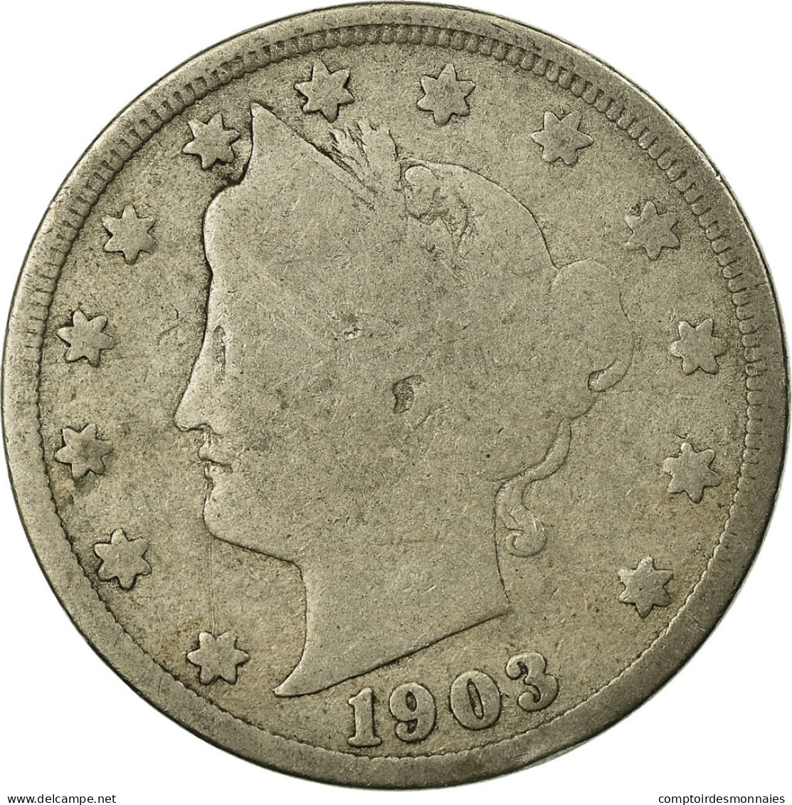 Monnaie, États-Unis, Liberty Nickel, 5 Cents, 1903, U.S. Mint, Philadelphie, B - 1883-1913: Liberty (Libertà)