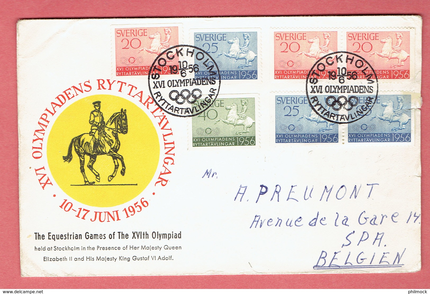 The Equestrian Games Of The XVIth Olympiad 1956 Cancel Stockolm 406-407-408 - 406a-407a - Lettres & Documents