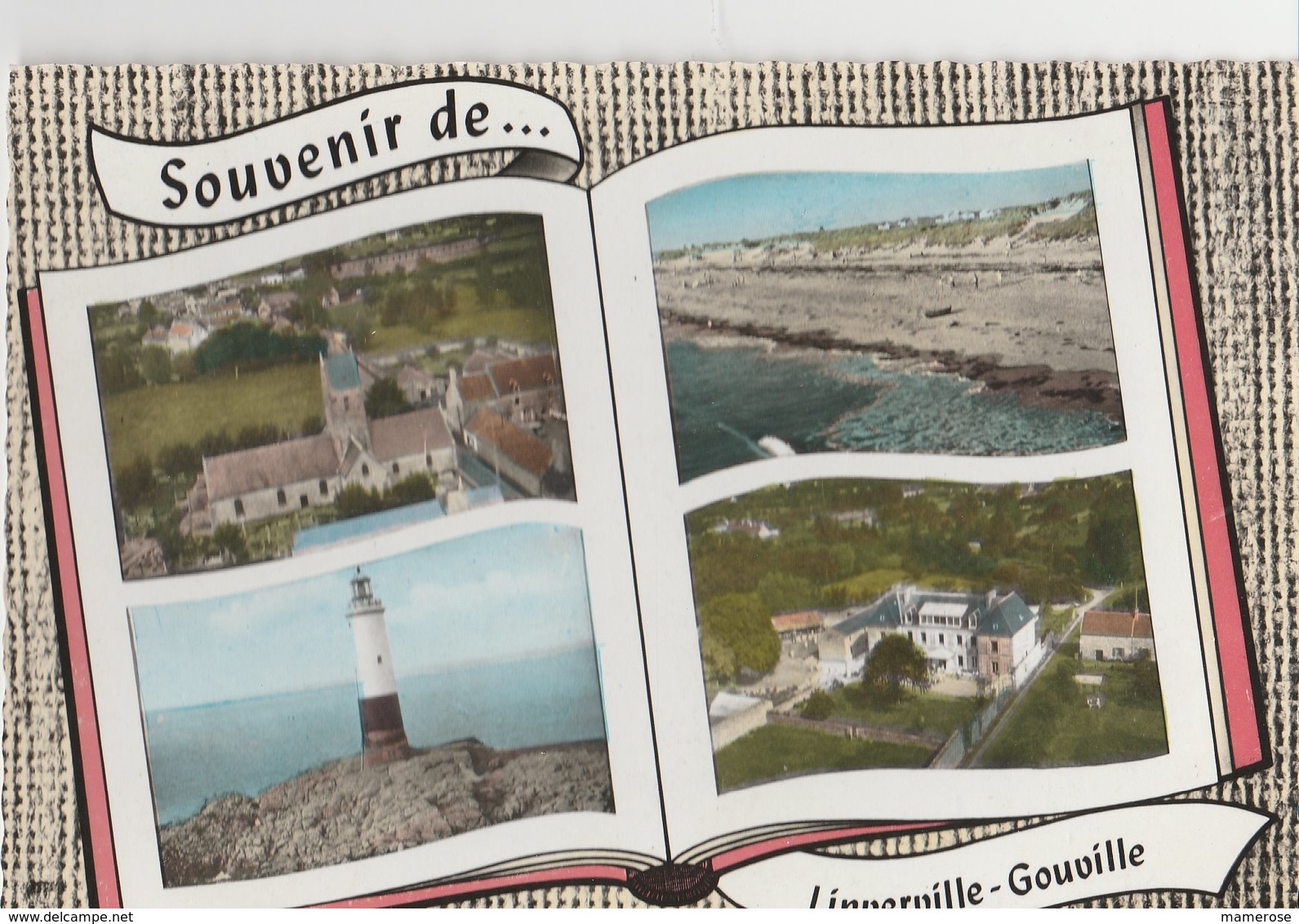 LINVERVILLE-GOUVILLE (50). Souvenir De ... Forme Livre, 4 Vues: Eglise, Phare De Senequet, Plage, Les Forges - Autres & Non Classés