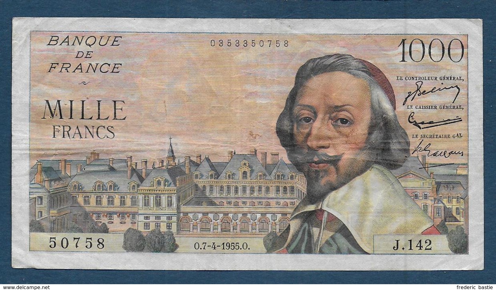 Billet 1000 Fr  Richeleu  Du 7 - 4 - 1955 - 1 000 F 1953-1957 ''Richelieu''