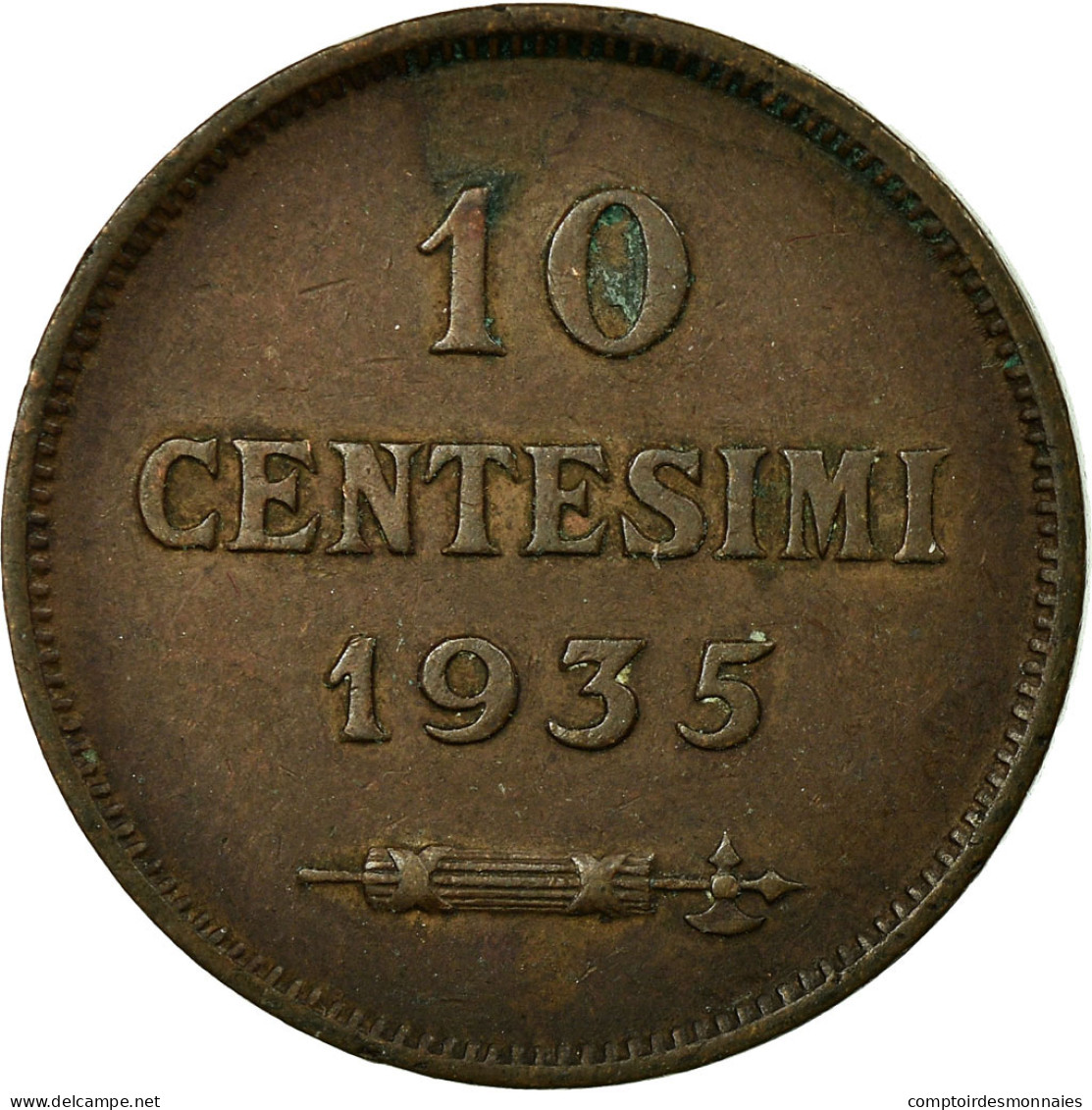Monnaie, San Marino, 10 Centesimi, 1935, Rome, SUP, Bronze, KM:13 - San Marino