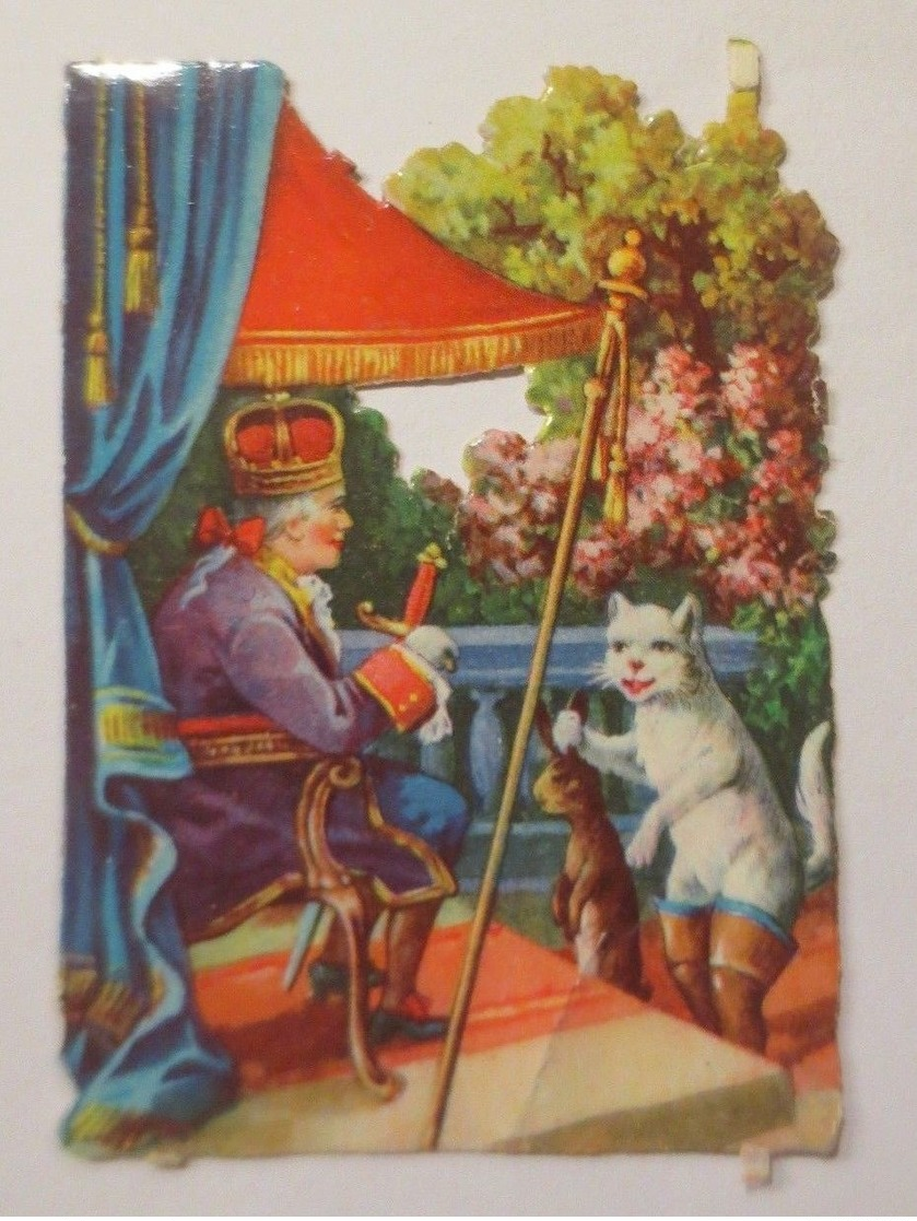 Oblaten, Märchen, Der Gestiefelte Kater,   1900,   8 Cm X 6 Cm ♥  - Sonstige & Ohne Zuordnung