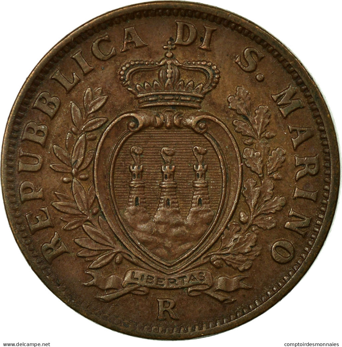 Monnaie, San Marino, 10 Centesimi, 1937, Rome, SUP, Bronze, KM:13 - Saint-Marin