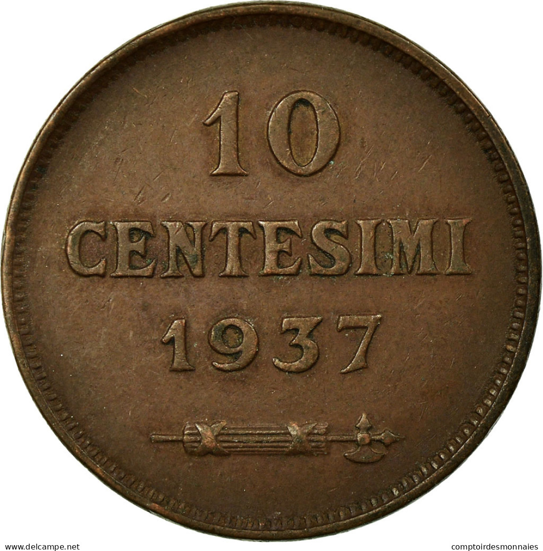 Monnaie, San Marino, 10 Centesimi, 1937, Rome, SUP, Bronze, KM:13 - Saint-Marin