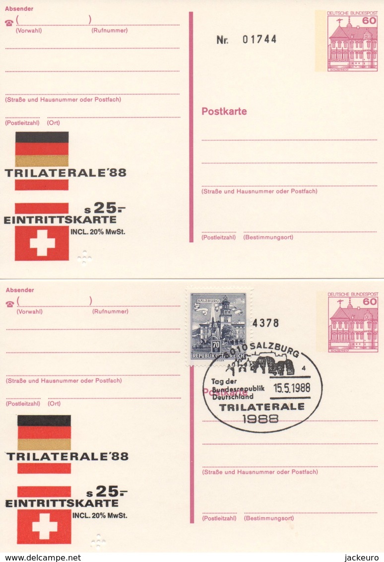Trilaterale 1988 - Neu Und Gestempelt Salzburg (Eintrittskarte Für Die Philatelieaustellung)  TTB - Private Postcards - Mint