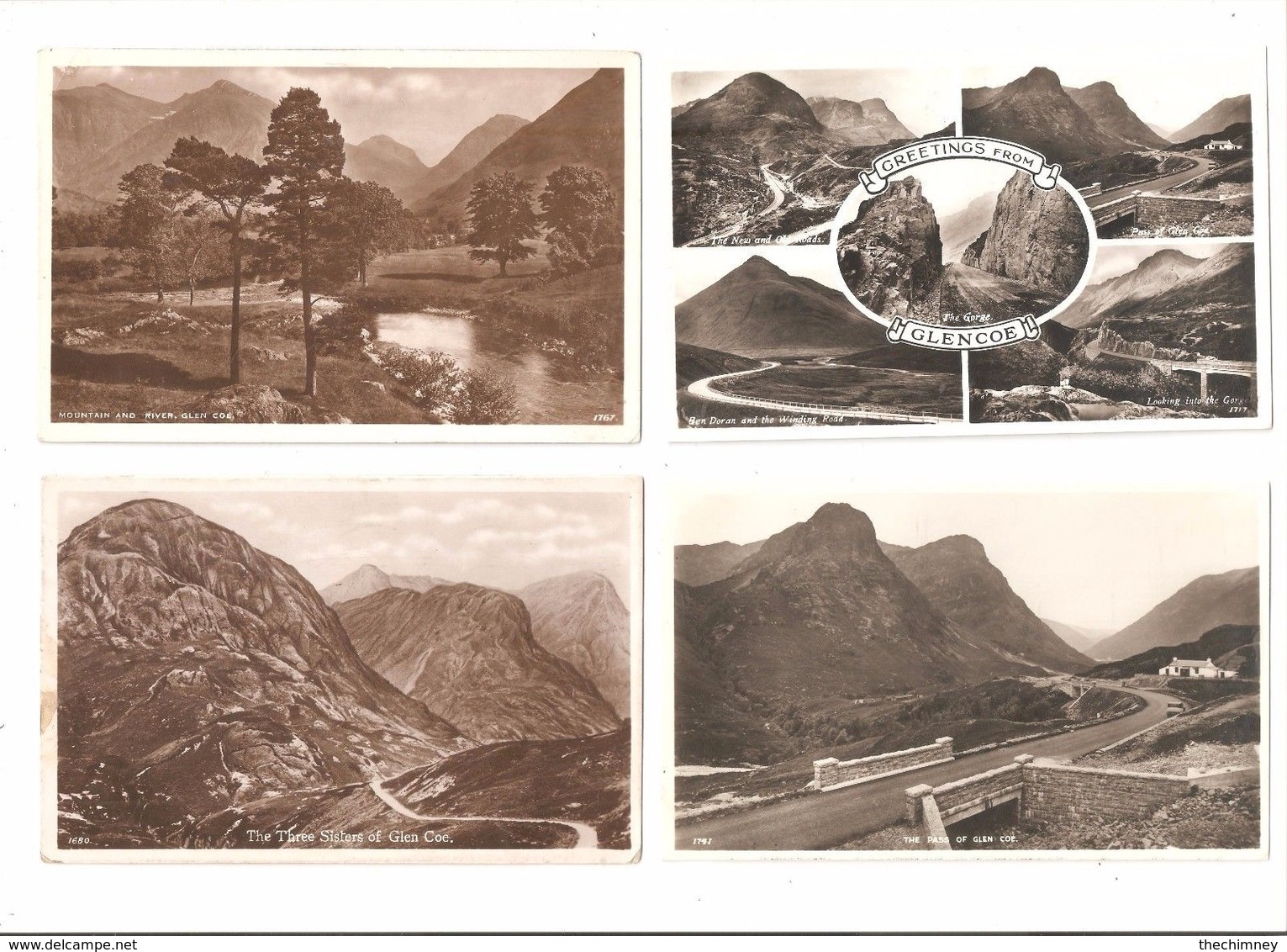 FOUR GLEN COE ARGYLL ARGYLLSHIRE SCOTLAND POSTCARDS - Argyllshire