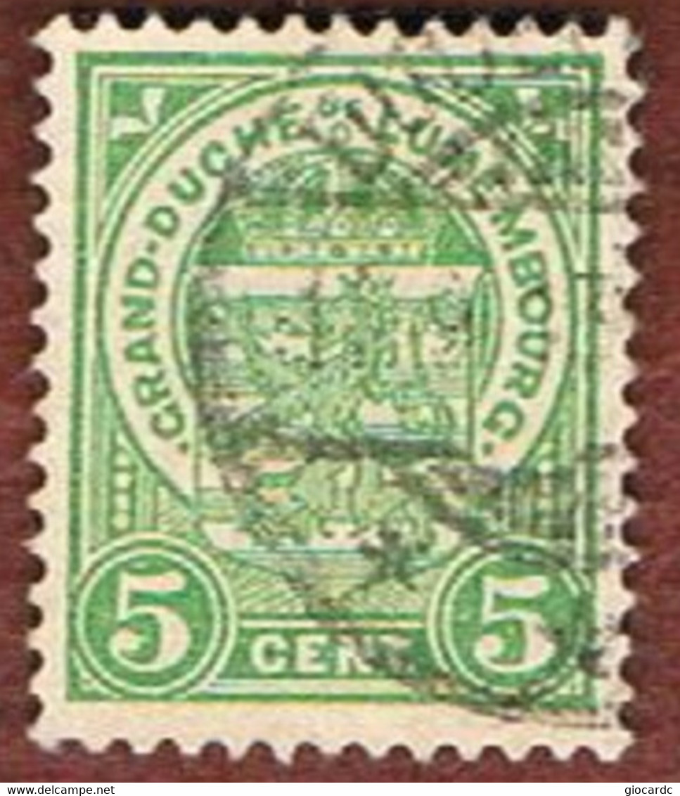 LUSSEMBURGO (LUXEMBOURG)   - SG 160  -   1907  COAT OF ARMS    -   USED - 1907-24 Scudetto