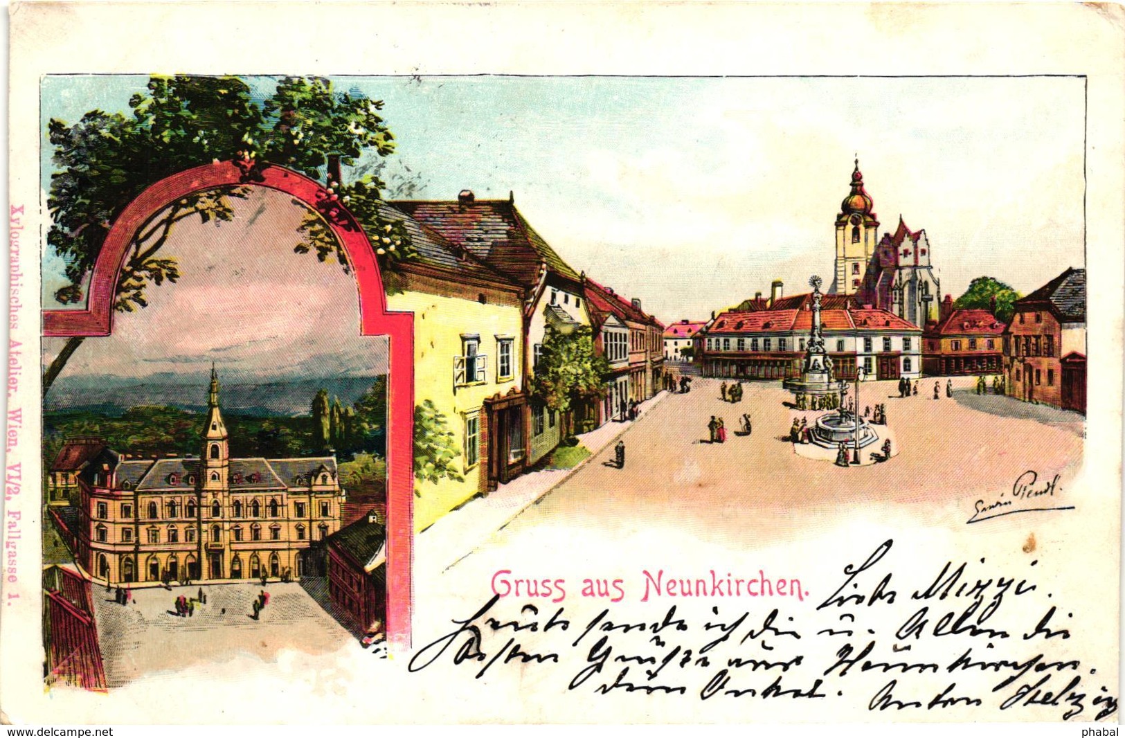 Austria, Niederösterreich, Neunkirchen, Square Scene, View, Old Postcard 1900 - Neunkirchen