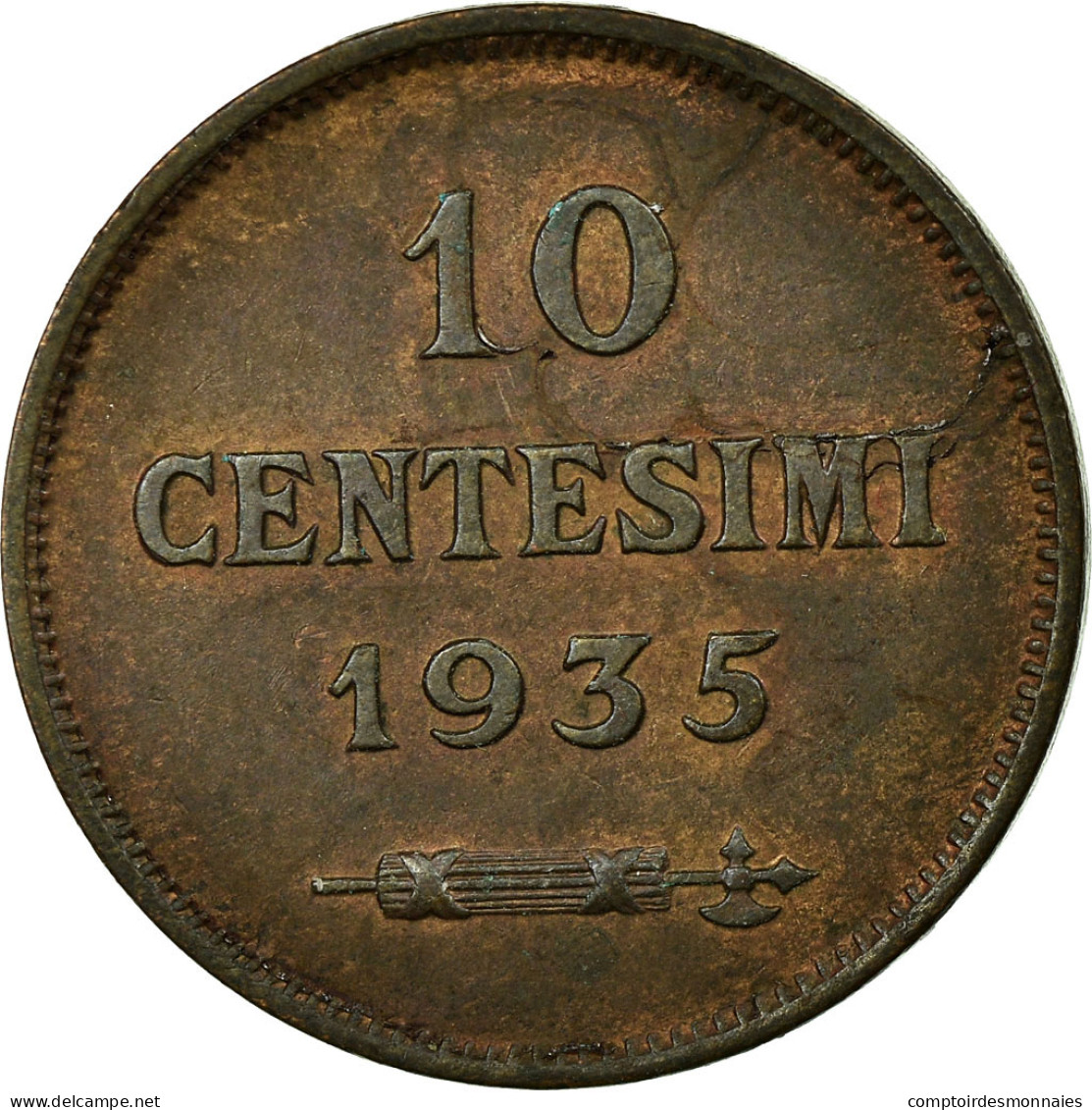 Monnaie, San Marino, 10 Centesimi, 1935, Rome, SUP+, Bronze, KM:13 - Saint-Marin