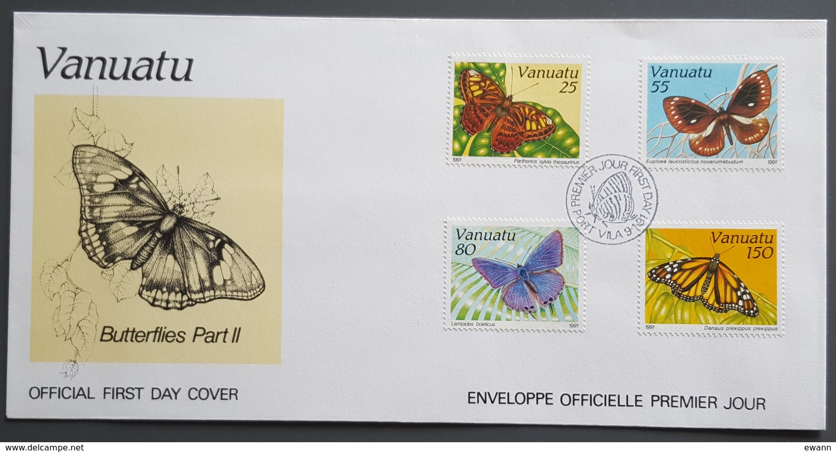 Vanuatu - FDC 1991 - YT N°856 à 859 - Faune / Papillons - Vanuatu (1980-...)